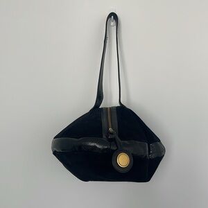 Vintage 1970s Beautiful Suede/Snakeskin Bowling ball-Shaped Handbag